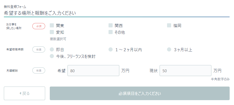 ギークスジョブ登録画面２